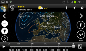 Luftdruck am Sonntag (MeteoEarth Screenshot)