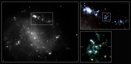 Der GRB und die Spiralgalaxie (Bild: ESA/NASA) 