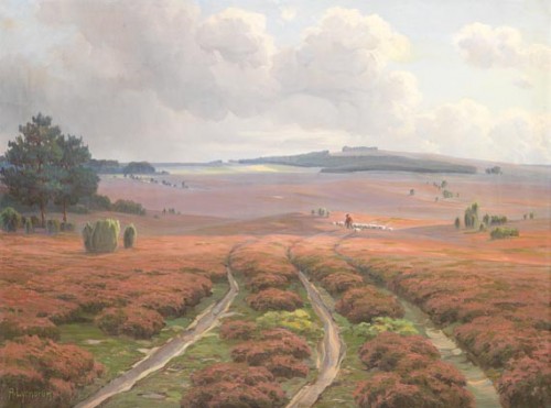 Ich freue mich schon auf eine ruhige Zeit in der beschaulichen Heide (Arnold Lyongrün 1911, Public Domain)
