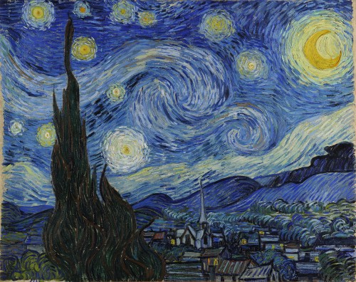 Selbst die fetten Van-Gogh-Sterne machen die Nacht nicht hell! Bild: Public Domain