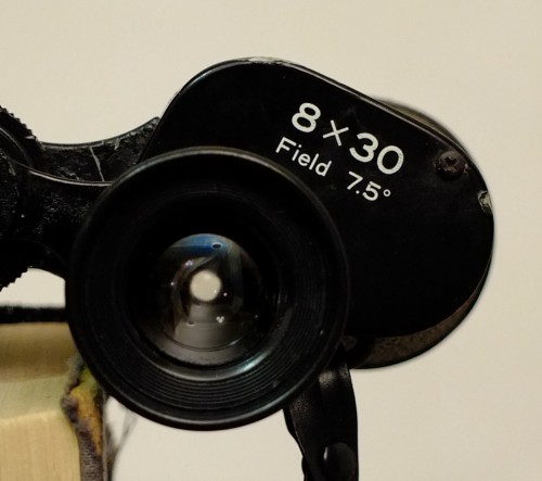 Austrittspupille bei einem Feldstecher (hier: 30 mm/8 = 3,75 mm) (Bild: Evan Mason, CC-BY-SA 3.0)