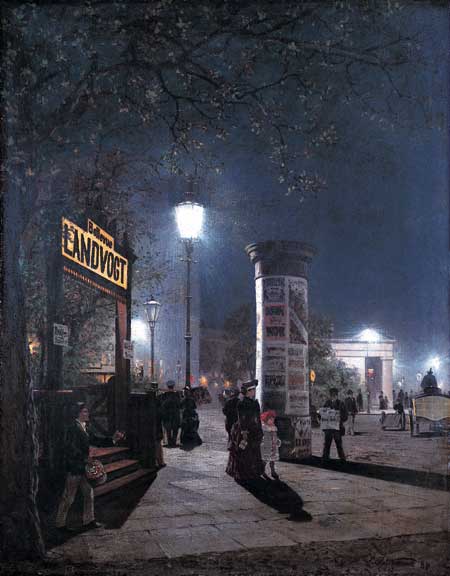 Die Lampe machts hell... (Erste elektrische Straßenbeleuchtung in Berlin, 1884, Carl Saltzmann)