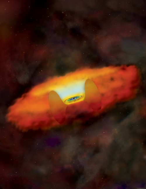 Künstlerische Darstellung eines supermassereichen aktiven schwarzen Lochs (Bild: NASA/CXC/M.Weiss)
