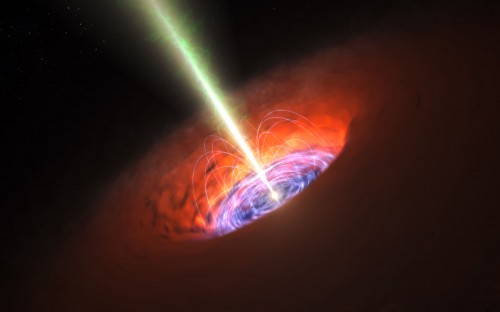 Künstlerische Darstellung eines Supermassiven Schwarzen Lochs im Zentrum einer Galaxie. (Bild: ESO/L. Calçada)