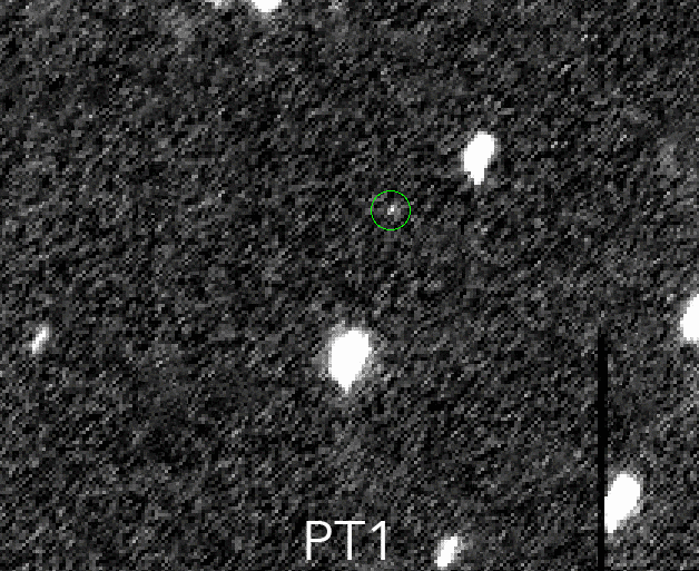 Gerade noch rechtzeitig entdeckt: Das nächste Ziel von New Horizons; der ferne Asteroid 2014 MU69 ("NASA, ESA, SwRI, JHU/APL, and the New Horizons KBO Search Team")